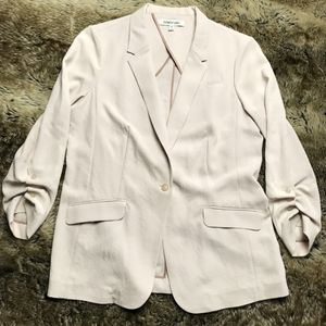 Blush pink ruched 3/4 sleeve Blazer